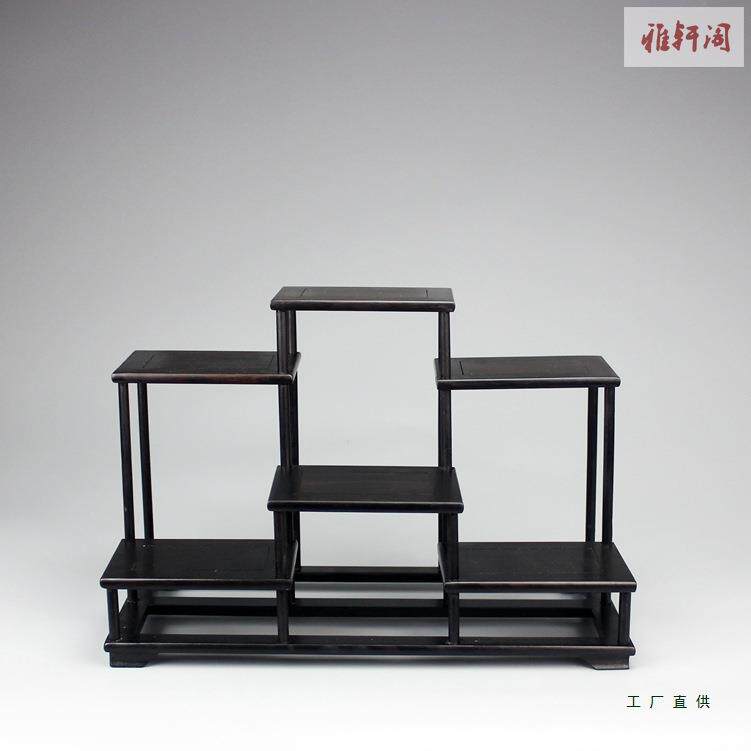 紫光檀黑檀木明式多宝架茶壶茶具博古架工艺品摆件陈列架实木
