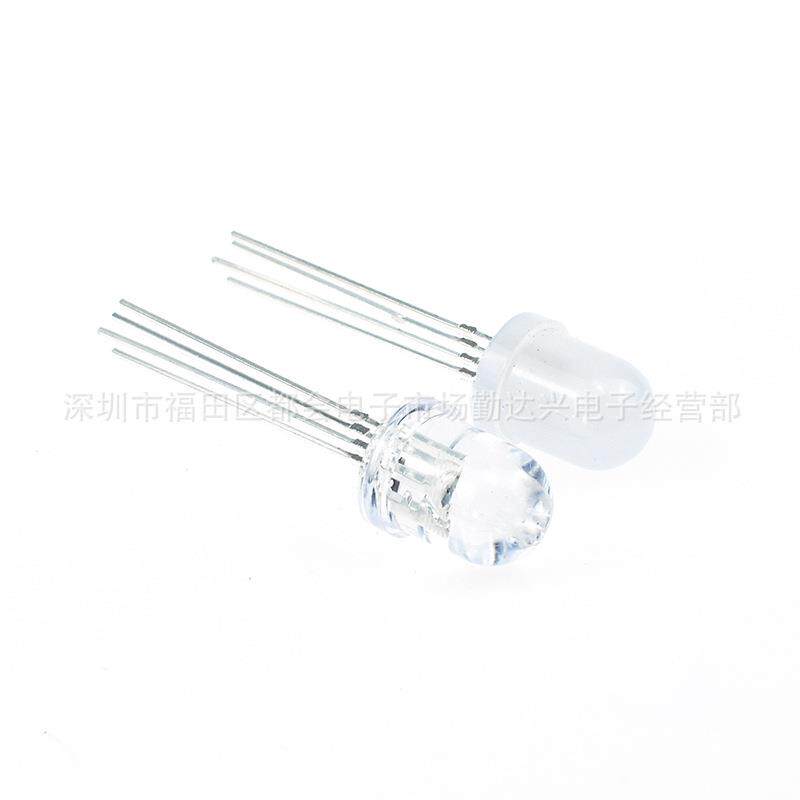 f8全彩雾状共阳8mm全彩RGB 四脚圆头直插式LED灯珠发光二极管