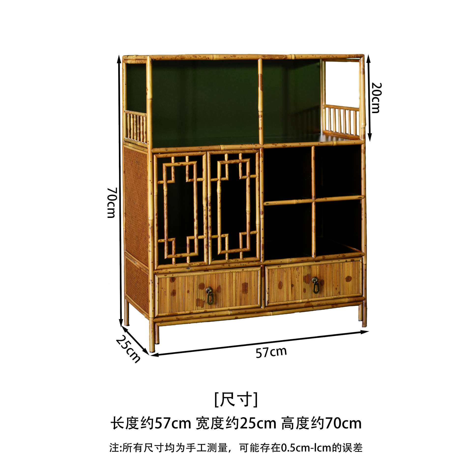 手工湘妃竹制博古架茶箱茶道器具收纳箱 竹茶棚复古收纳柜储物柜