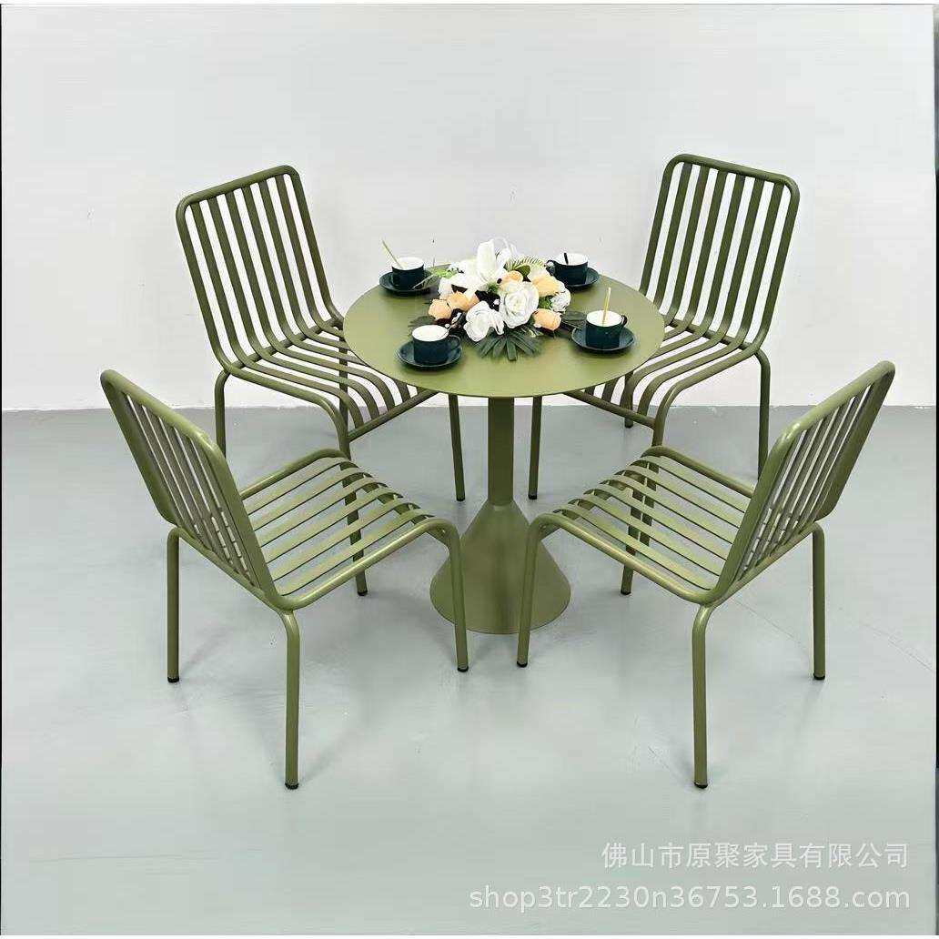 简约休闲庭院户外桌椅奶茶店咖啡厅铁艺彩色露天套装组合设计桌子