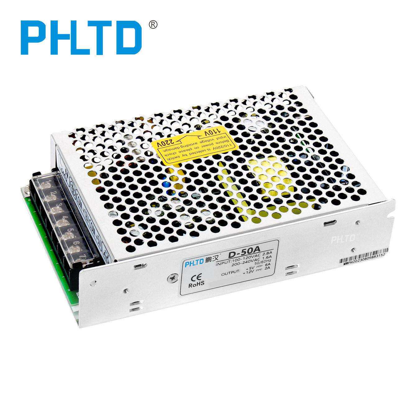鹏汉开关电源双组输出电压D-50A直流5V6A12V2A变压器两路电压输出