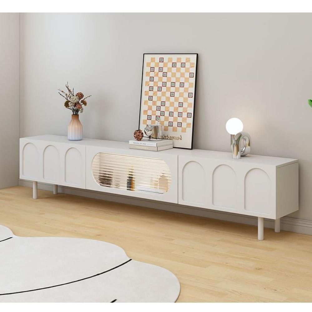 法式收纳储物柜靠墙电视墙柜组合奶油风电视柜现代简约小户型客厅