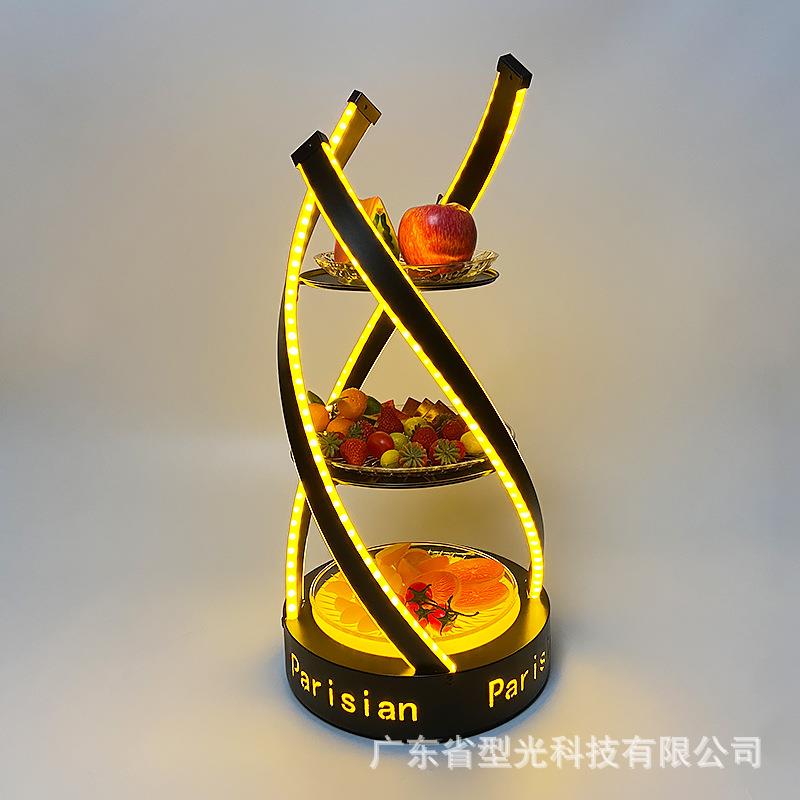 新款LED发光多层果盘酒吧KTV摆台 专用铁艺小蛮腰小吃碟果盘果架