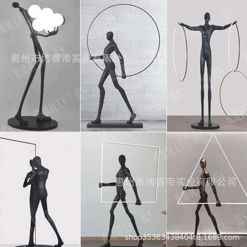 户外玻璃钢校园人形跑步雕塑简约抽象运动人物景观体育馆操场摆件