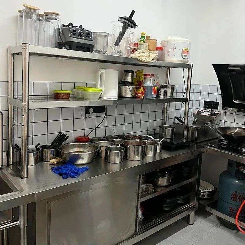 不锈钢立架两三层奶茶店台上架台面立架厨房置物货架操作台上架子