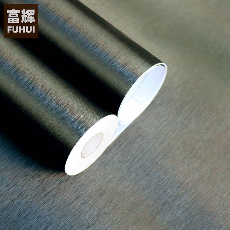 金银拉丝自粘墙纸防水酒店工程壁纸金属质感软片家具翻新贴纸防火