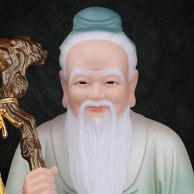 坐岩山神公圣像仿汉白玉供奉山神爷神像山神老头儿工艺品摆件