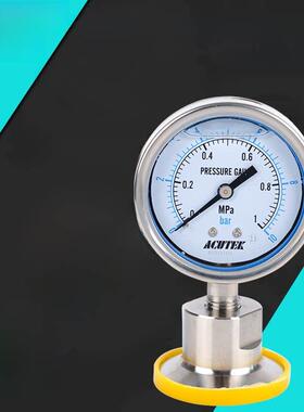 Acutek安装快速安装不锈钢卫生膜片压力表Yn60Bf-Mc 1Mpa材料316
