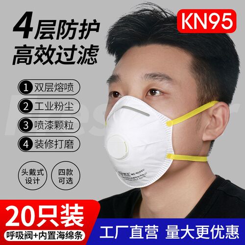 贸正 头戴式杯型KN95口罩 防花粉防雾霾PM2.5防灰尘 9500系列