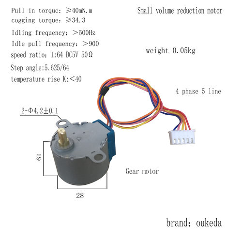 STEP MOTOR 28BYJ-48 5VDC 28mm Deceleration stepper motor