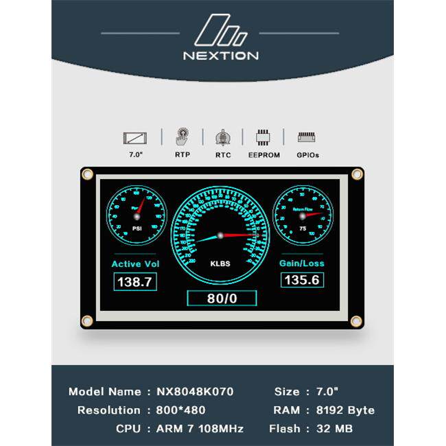NX8048K070 7寸人机交互界面HMI增强型英文版