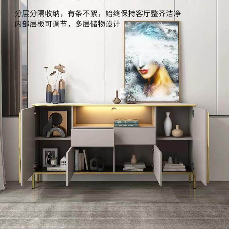 北欧简约电视柜地柜小户型收纳储物柜高柜轻奢卧室窄柜岩板面