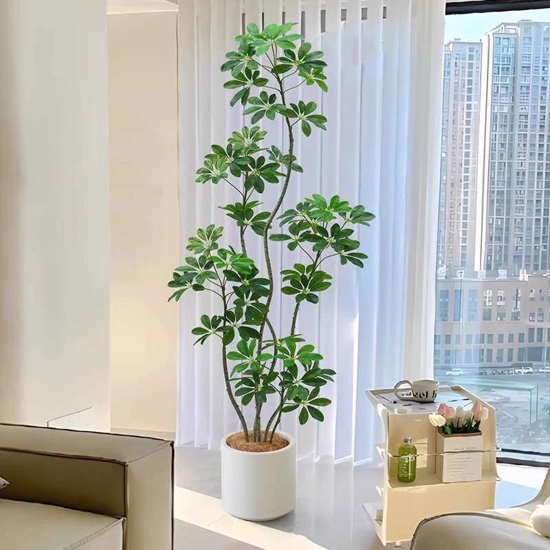 仿真绿植高端轻奢仿生鸭脚木室内客厅沙发边大型盆栽落地假植物