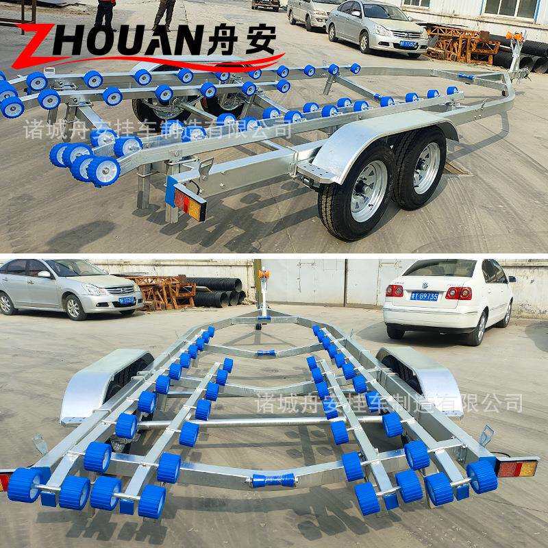 船架快艇游艇拖车8米双轴重型船艇托架工厂9米船用拖架生产加工