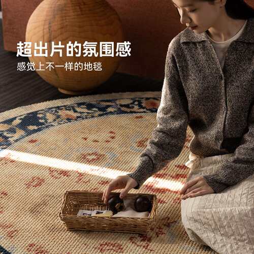 新西兰羊毛圆形地毯中古风家用客厅简约新潮氛围感2026新款