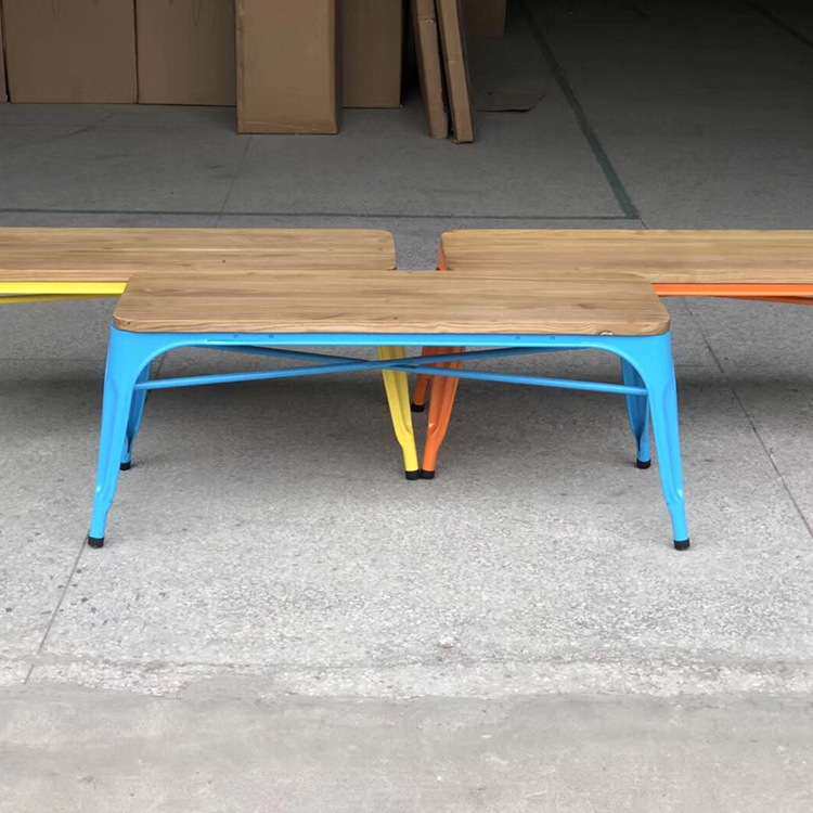 铁艺长餐椅简约工业风卡座沙发美式铁艺仿皮休闲椅阳台卧室长椅