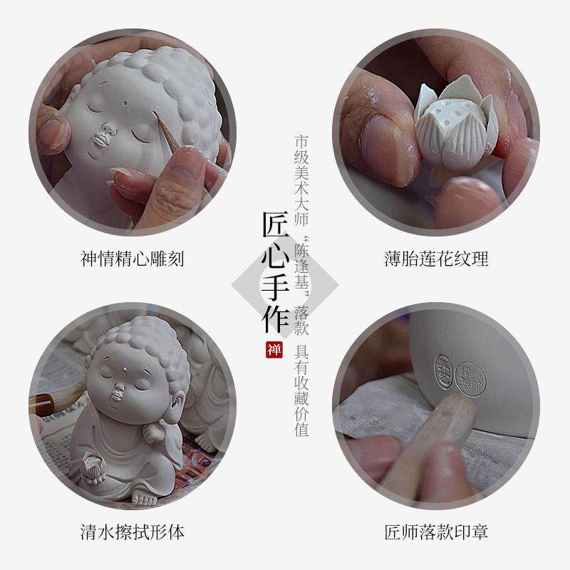 禅意茶室氛围布置茶宠摆件精品可养佛系和尚茶台装饰中式茶桌茶具