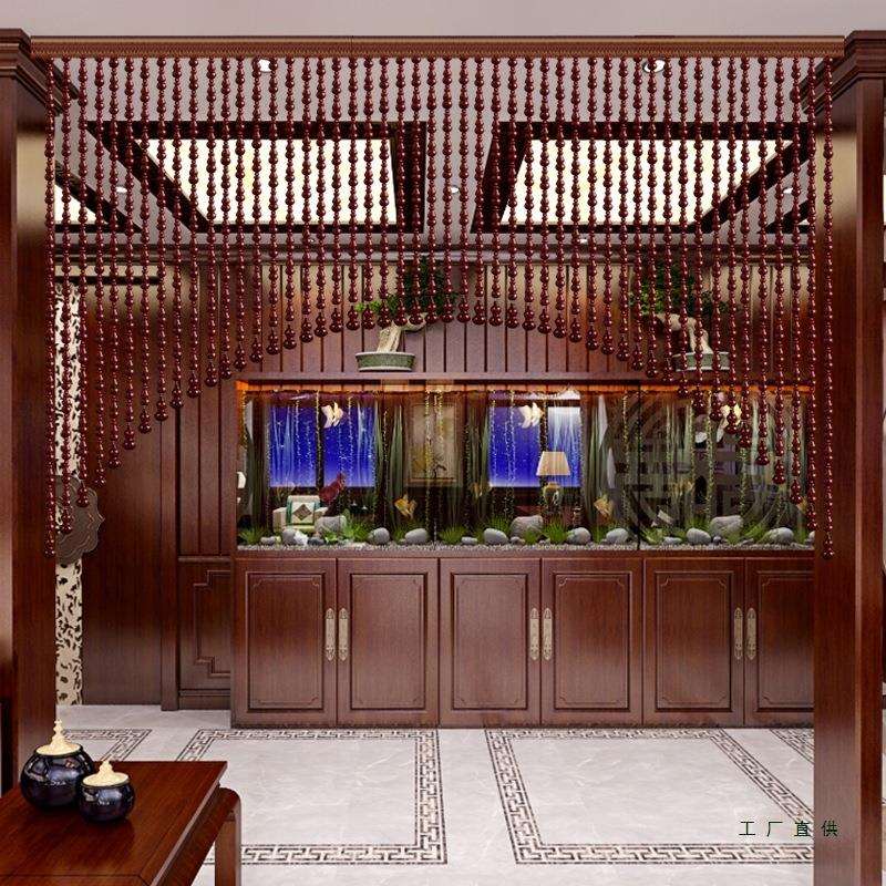 全桃木葫芦卧室门帘装饰客厅隔断帘玄关厨房厕所餐厅免打孔挂帘子