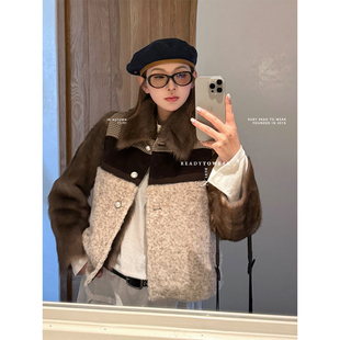 Rubyoffice 格纹拼接翻领马甲女宽松显瘦设计感无袖叠穿上衣外套