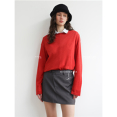 Rubyoffice 羊毛斜扣条纹时髦裙裤 女高腰百搭显瘦A字灰色半身短裙