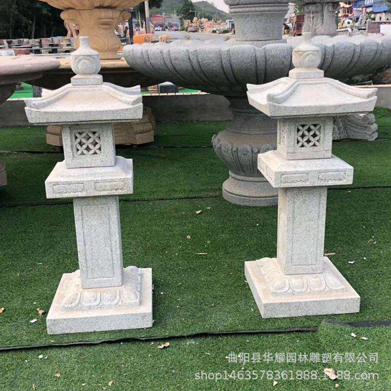 石雕石灯笼日式仿古中式石灯庭院户外太阳能石头灯禅意青石灯
