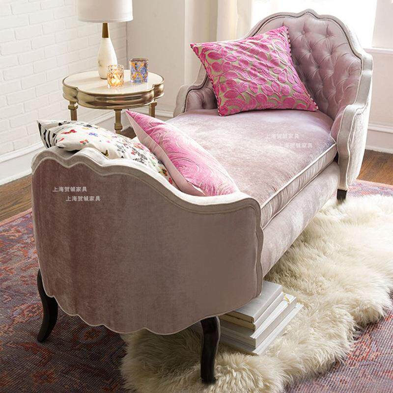 美式沙发椅布艺懒人实木美人榻服装店轻奢家具卧室贵妃椅沙发躺椅