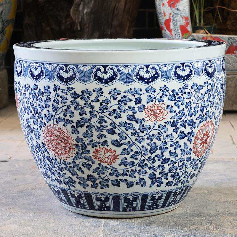 水缸养鱼陶瓷古法龙鱼缸荷花鱼缸青花瓷花缸鱼缸庭院户外大缸现货