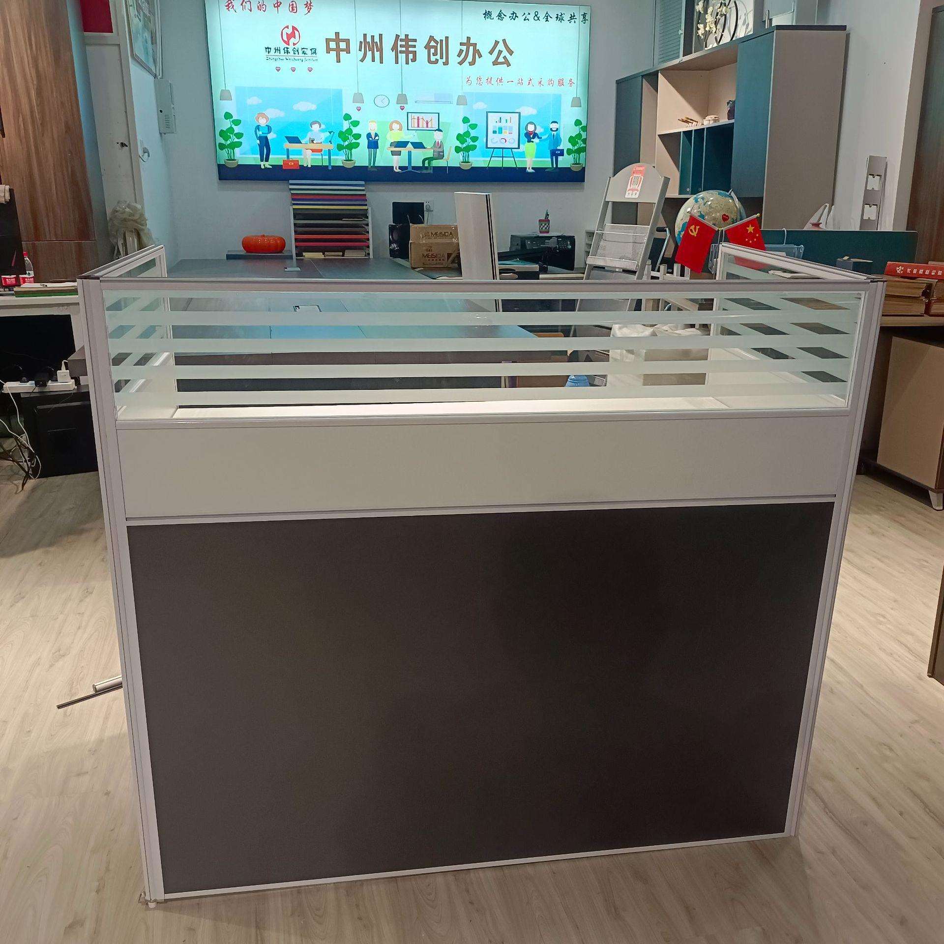 屏风工作台位职工财务卡座带隔断组合白灰拼接色带屏风办公桌