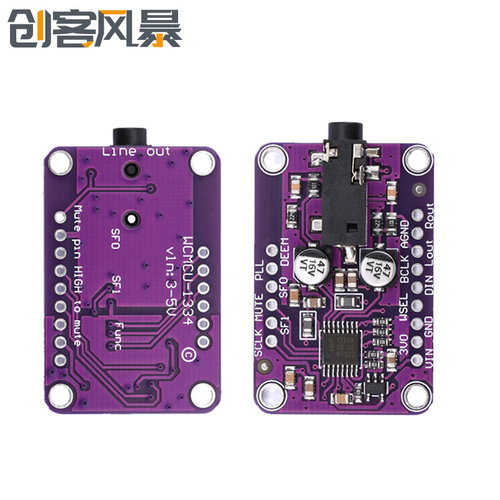 UDA1334A I2S DAC音频立体声解码器模块板3.3V-5VDIY电平输出