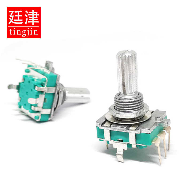 EC16编码数字360度旋转16*16mm编码器电位器20MM梅花柄五脚带开关图片