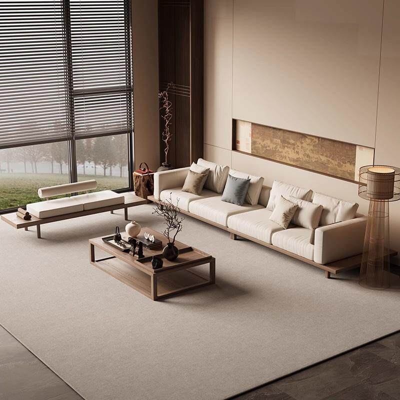 现代视觉宋代美学禅意实木沙发客厅2026新款带茶几一体商务洽谈