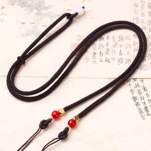 天珠横穿挂绳绑平安扣金锁项链配绳批发男女翡翠黄金转运珠挂件绳