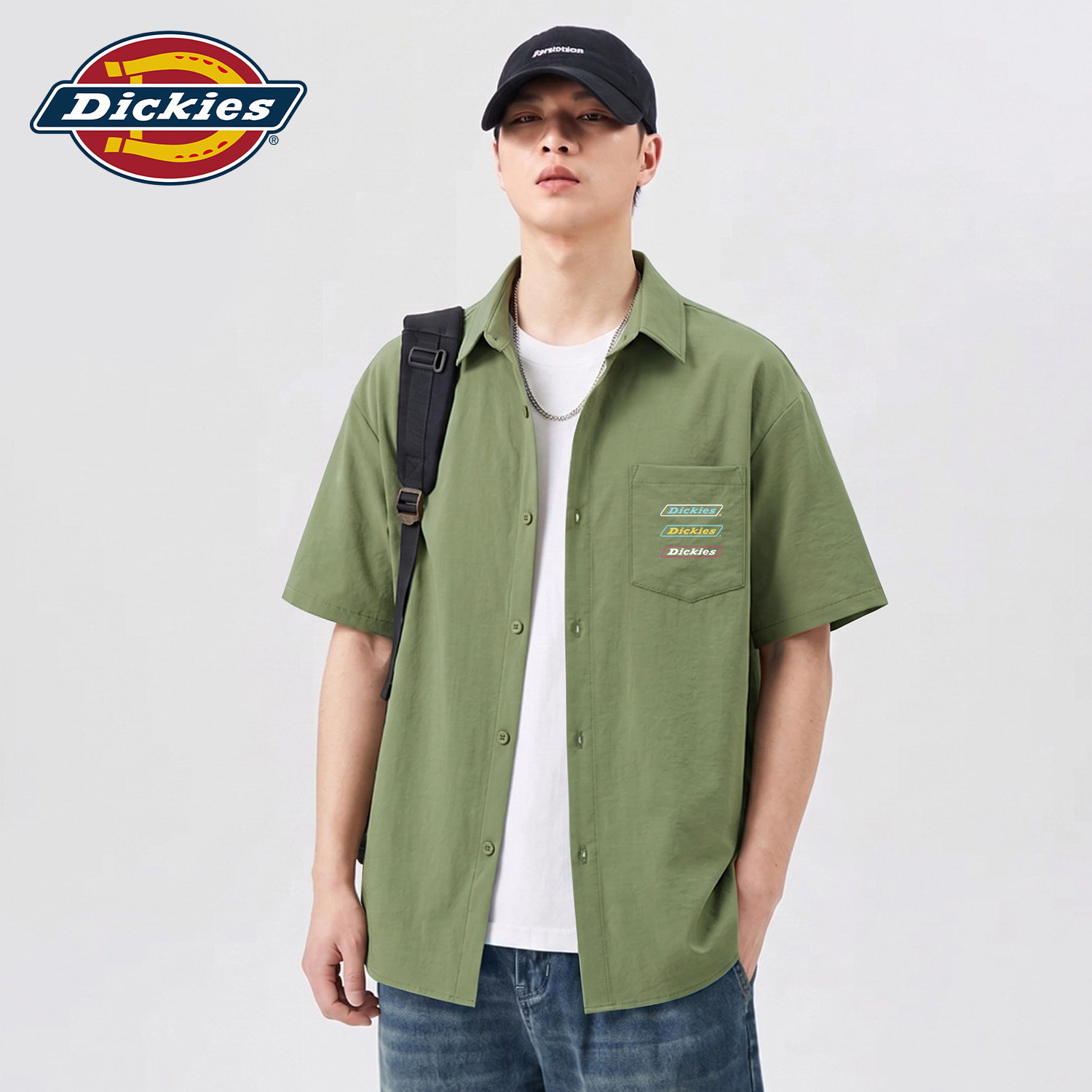Dickies果绿色男士短袖衬衫2026