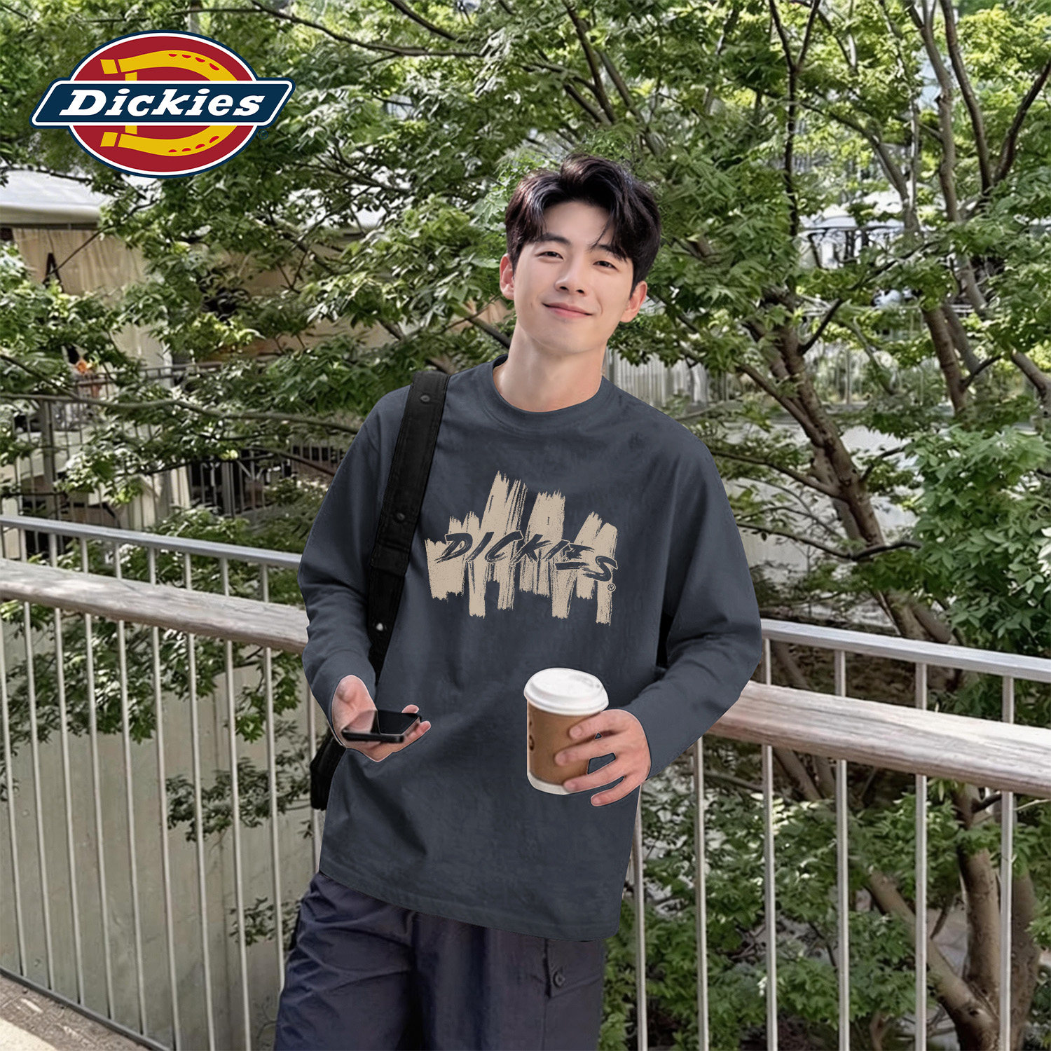 Dickies深灰色男士长袖T恤2026夏