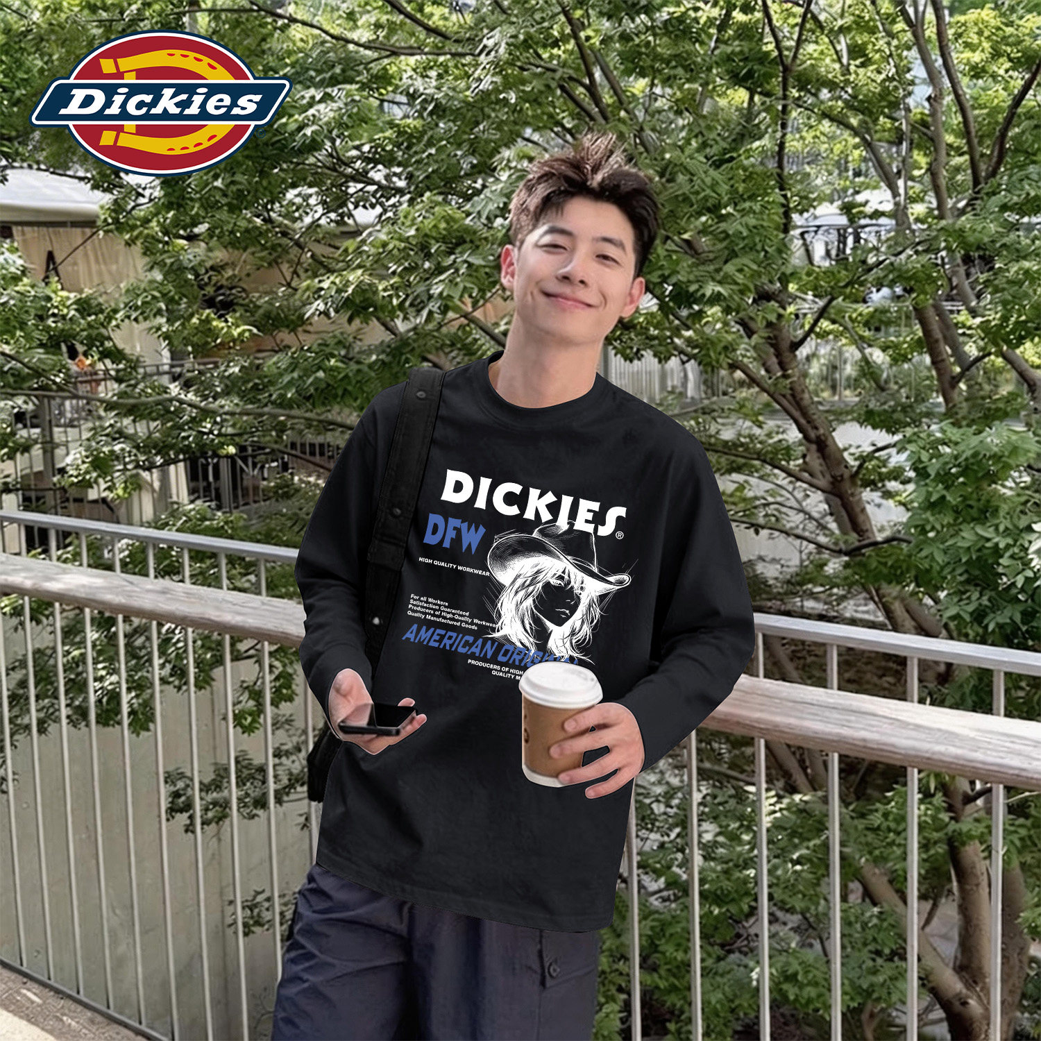 Dickies黑色长袖T恤2026秋季新款
