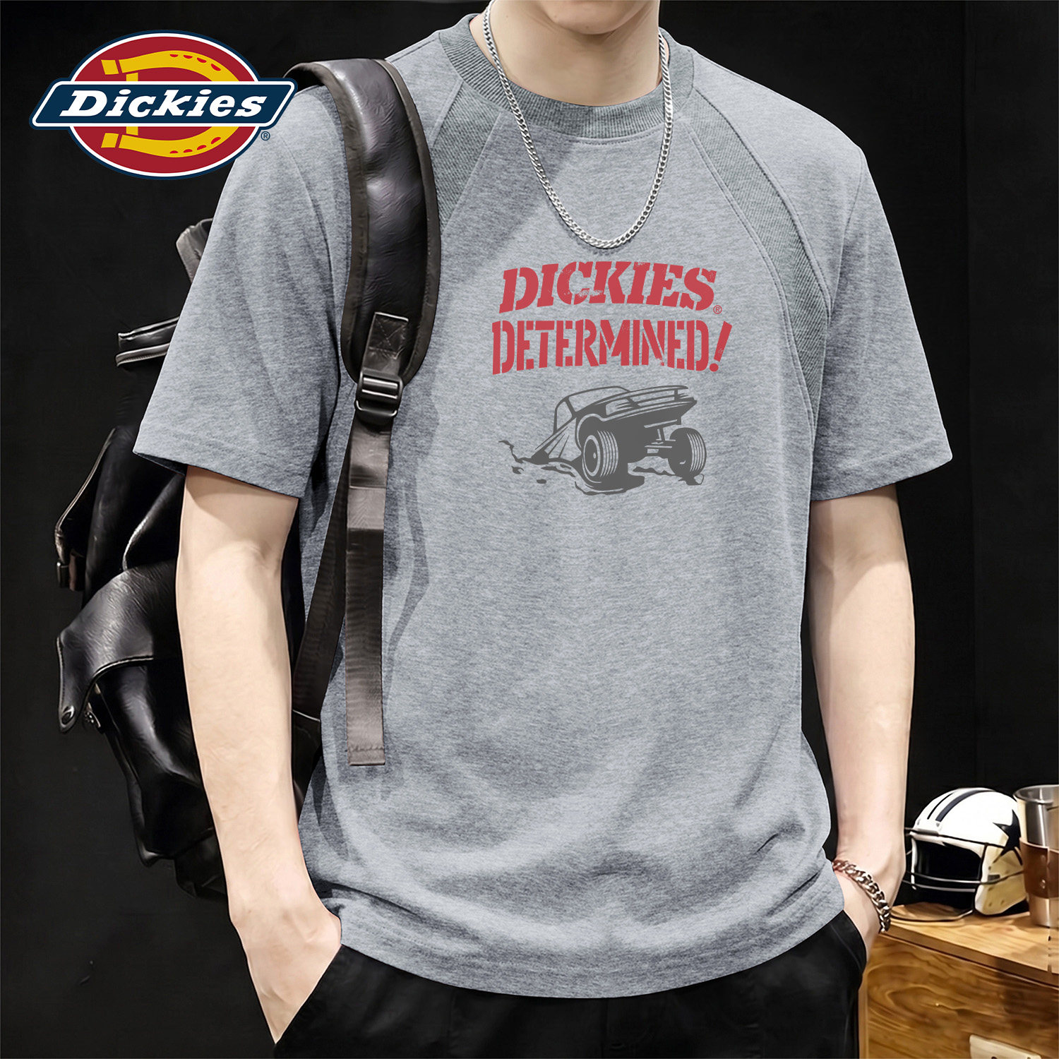 Dickies麻灰色插肩短袖T恤男士