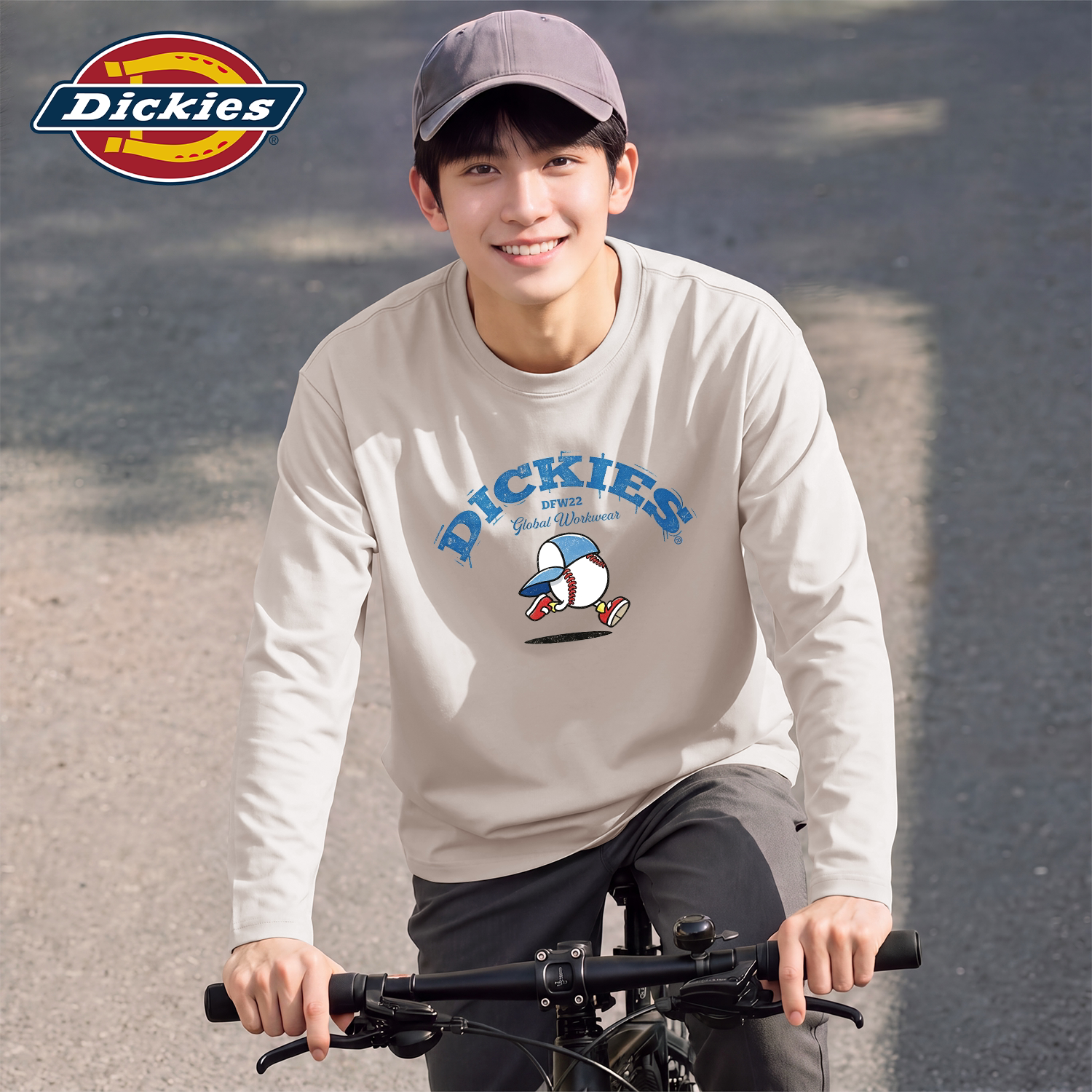 Dickies海鸥灰纯棉长袖T恤男女