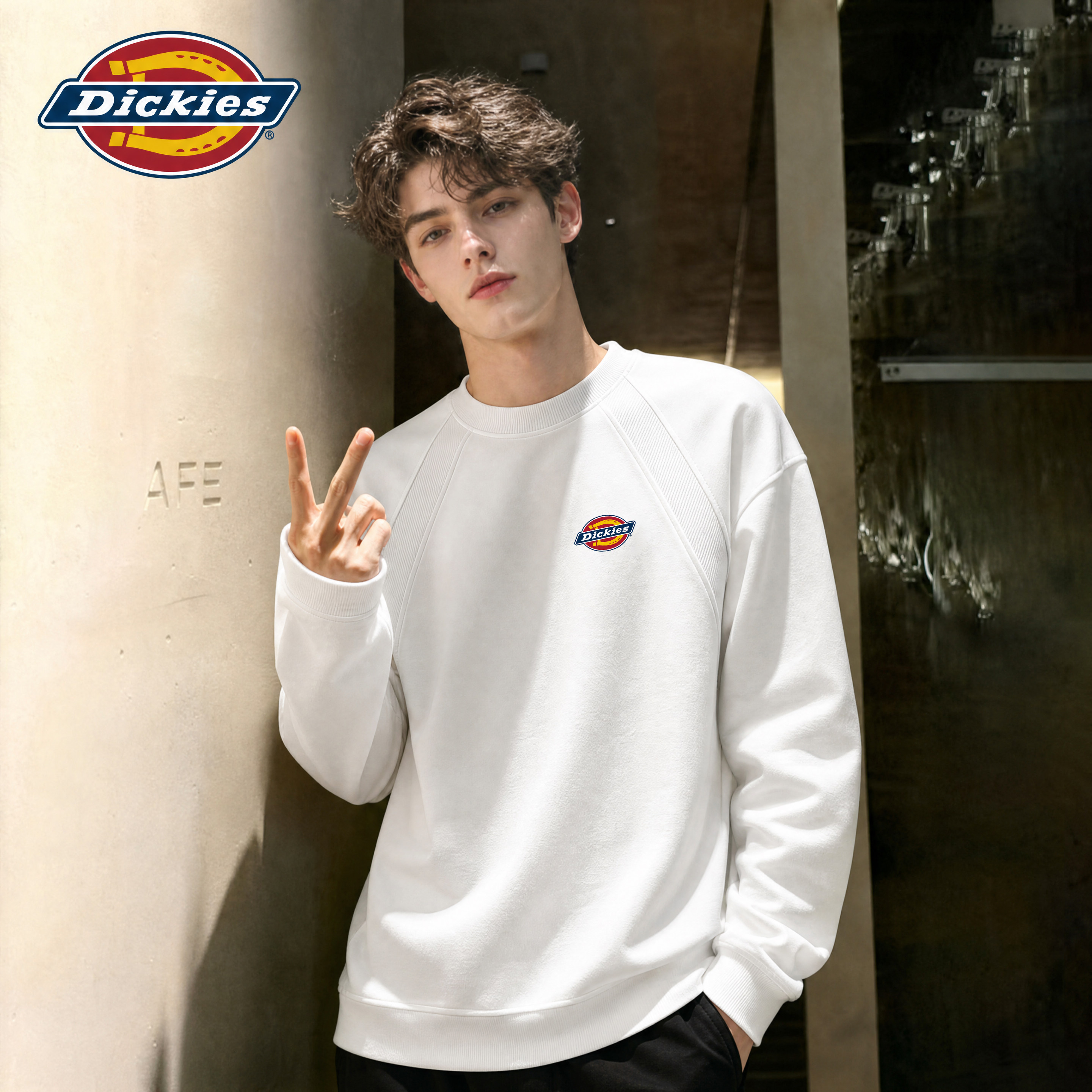 Dickies男长袖美式重磅圆领t恤