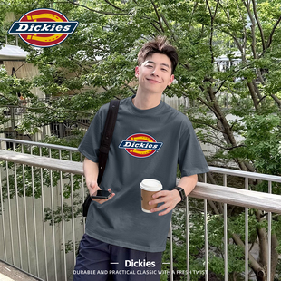 Dickies铁灰色美式纯棉短袖T恤男款2026夏青少年百搭休闲体恤内搭