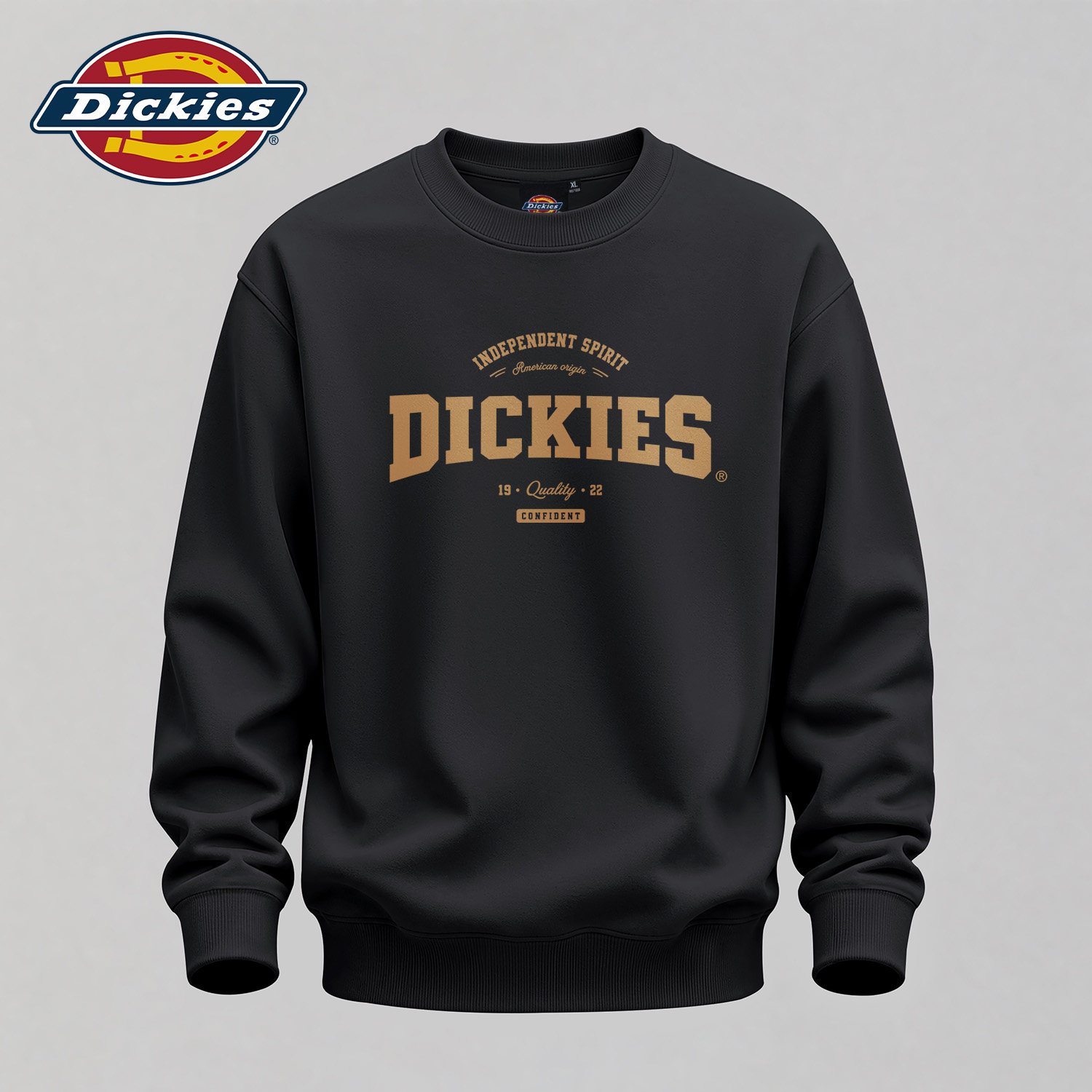 Dickies黑色男生圆领卫衣2026秋