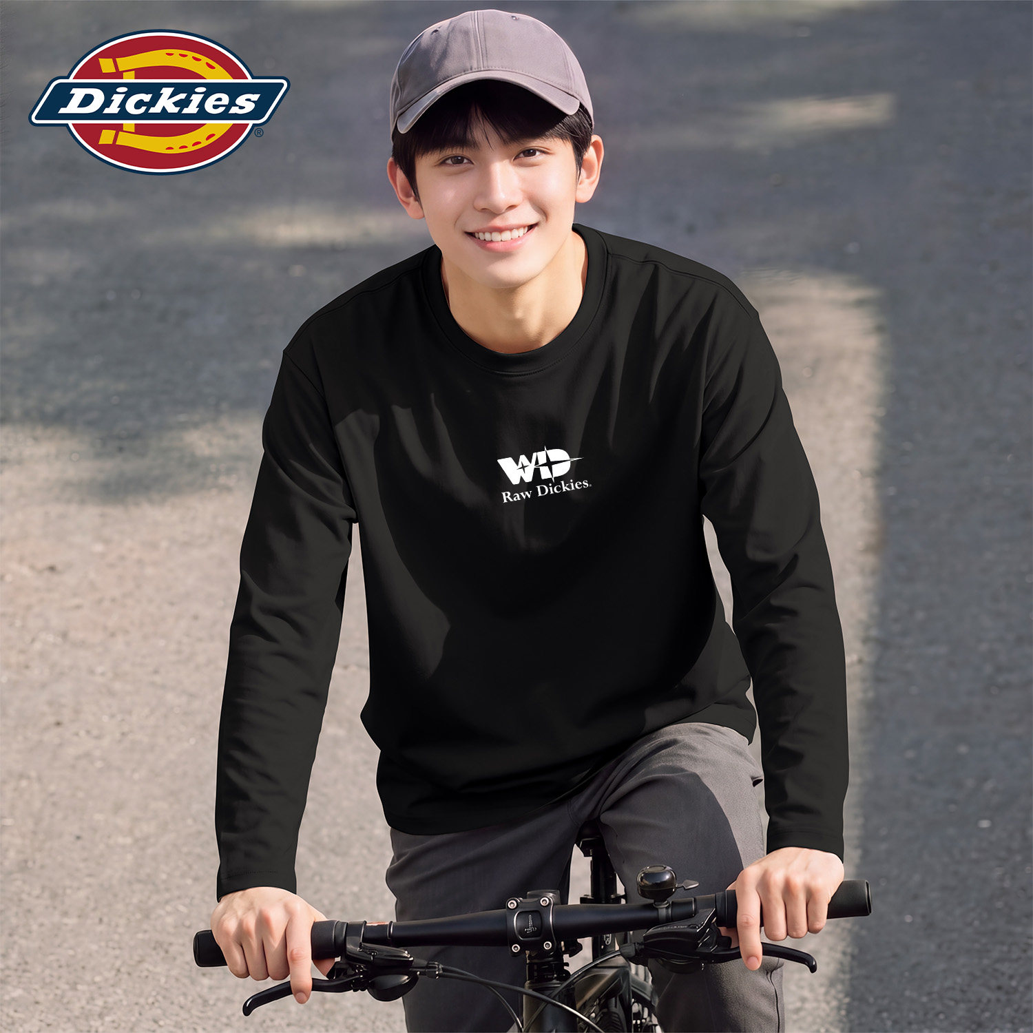 Dickies黑色长袖T恤2026秋季新款圆领户外通勤透气宽松套头体恤衫