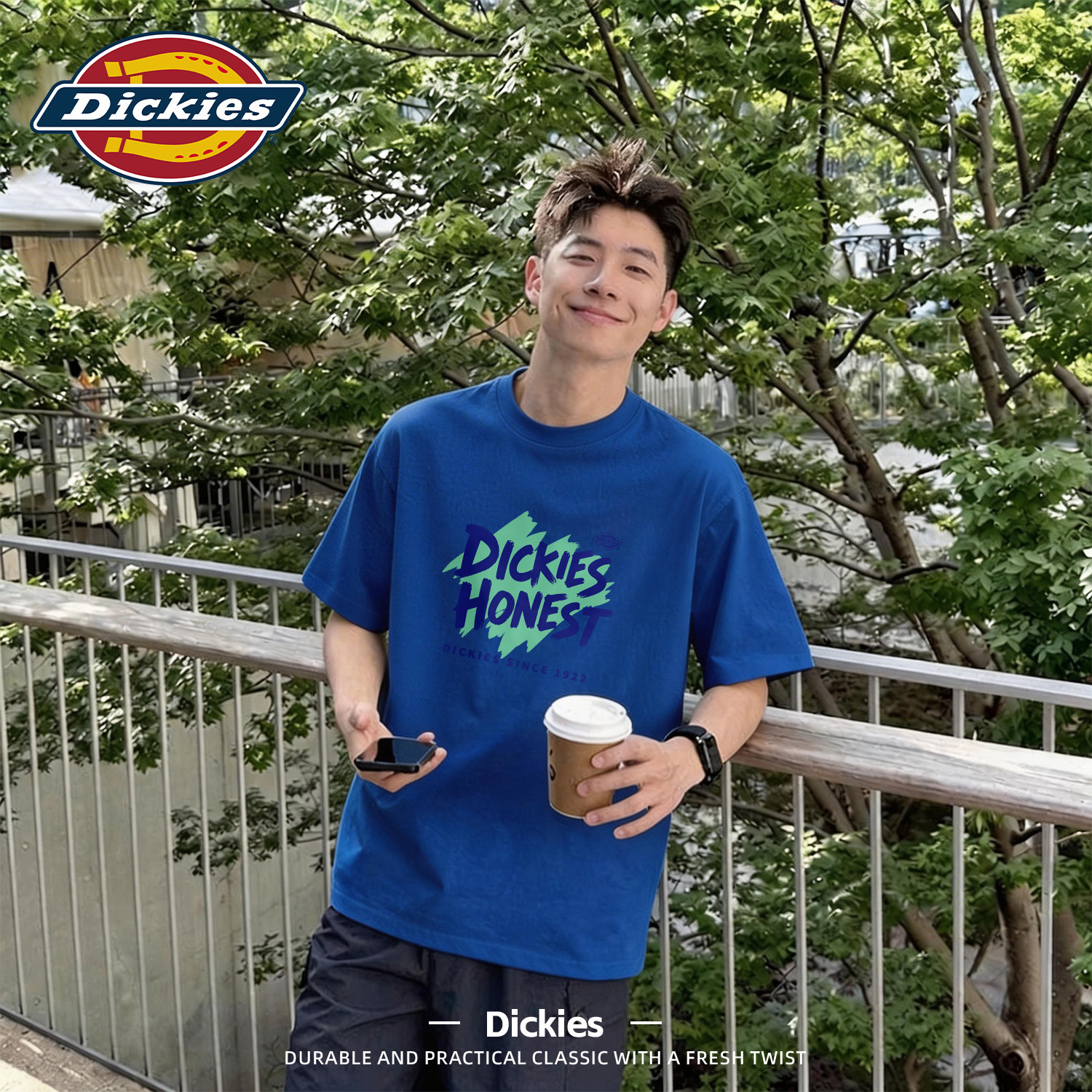 Dickies克莱因蓝美式纯棉短袖T恤男款2026夏季新款情侣装百搭半袖