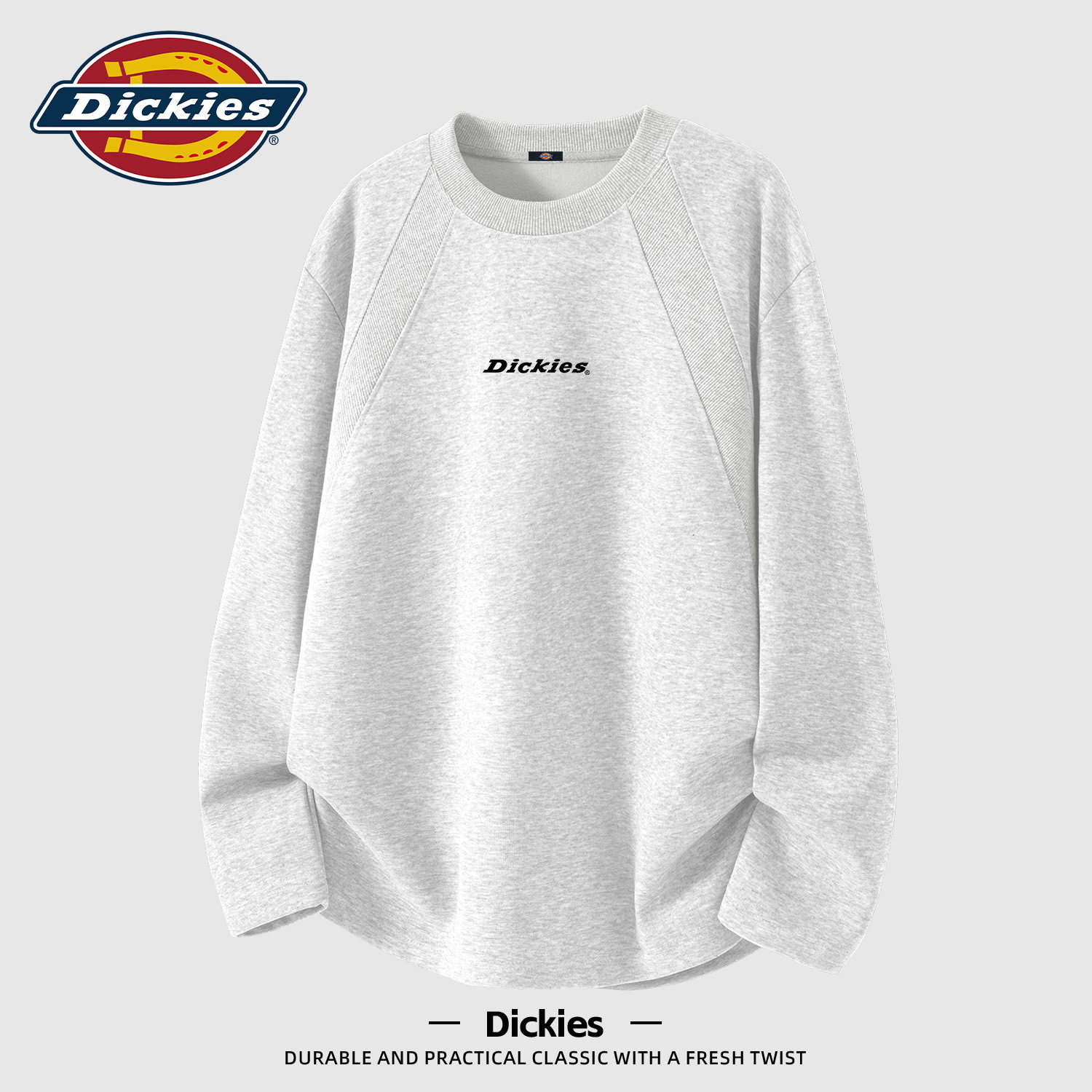 Dickies花灰色插肩长袖T恤男款