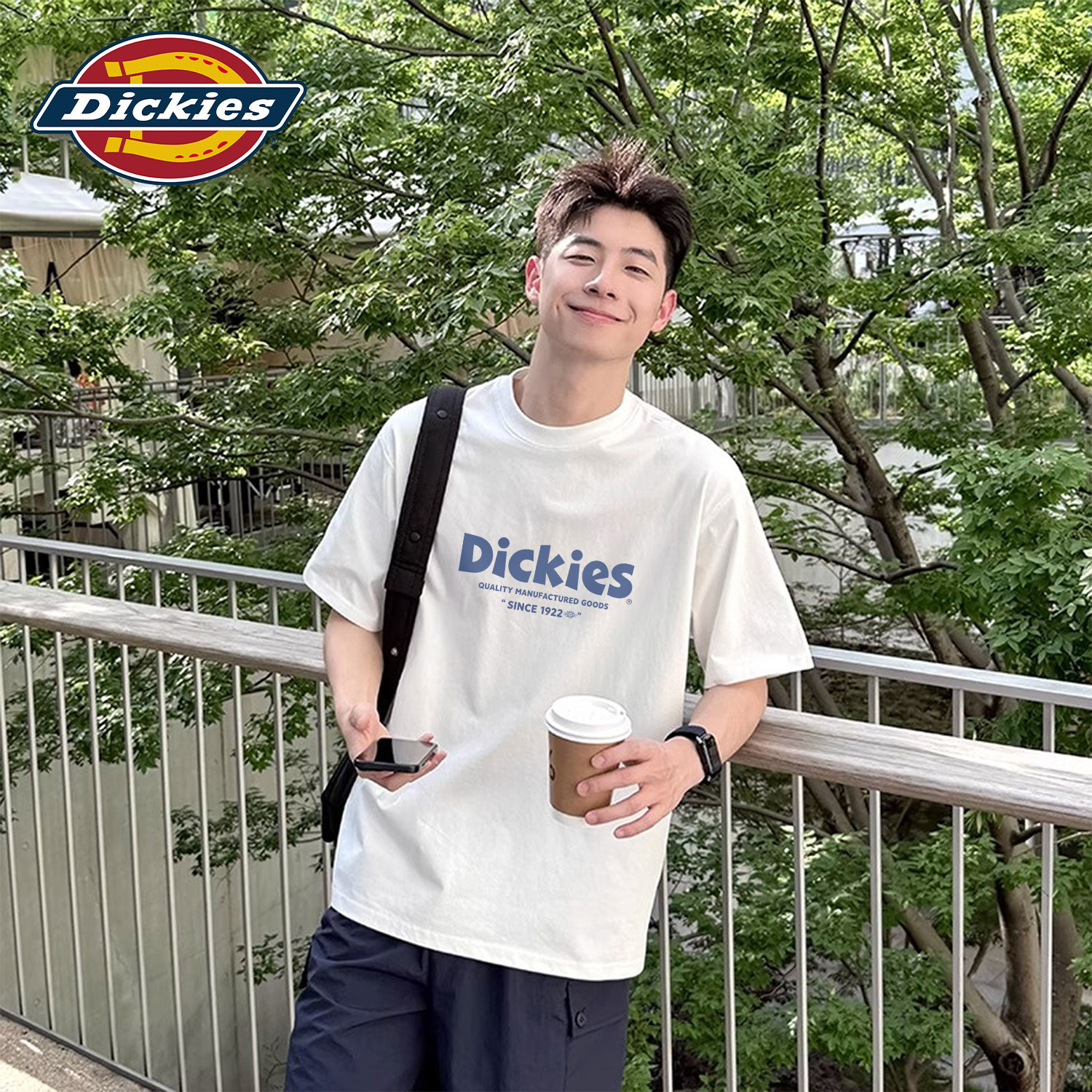 Dickies白色宽松纯棉短袖T恤男款2026夏季新款字母印花打底衫内搭
