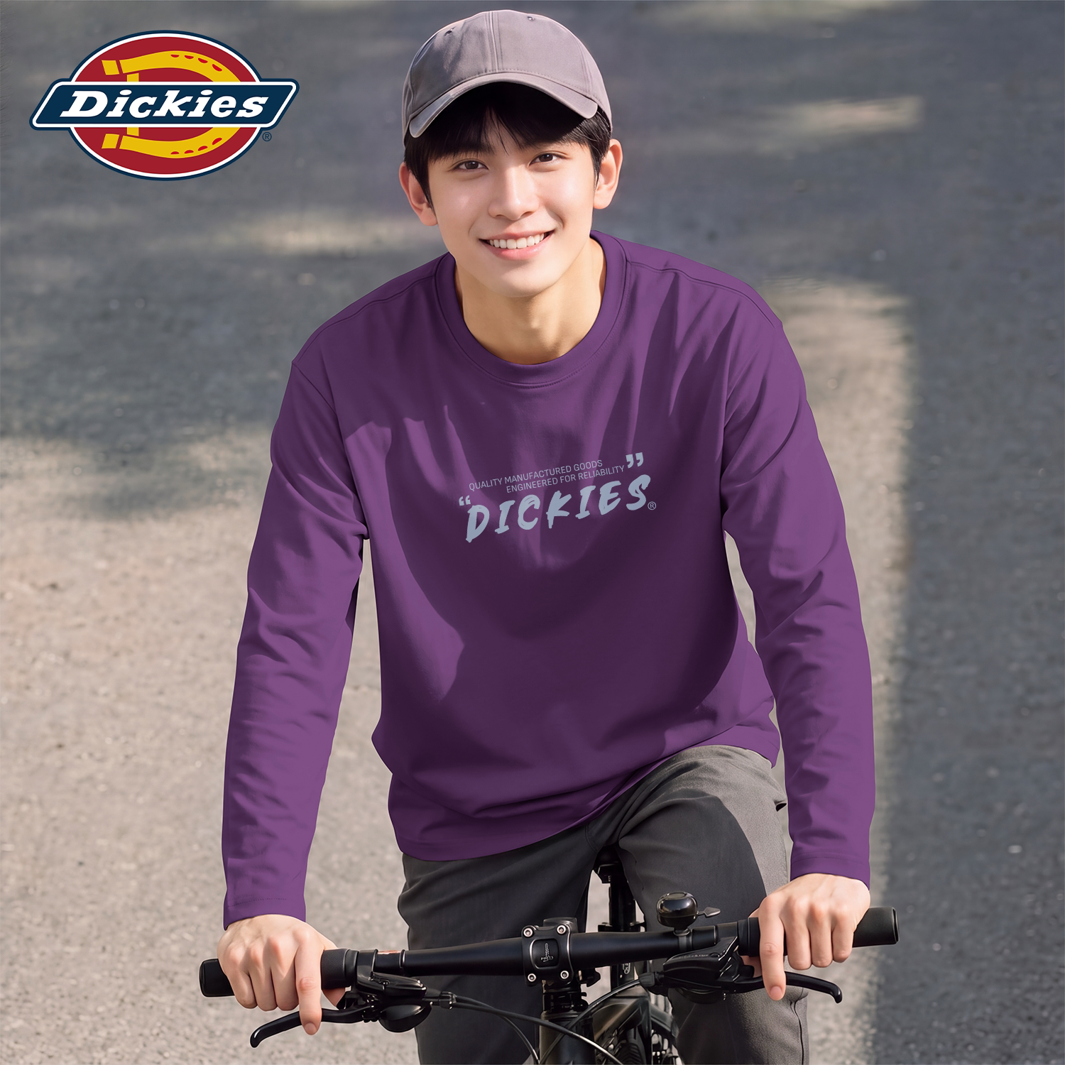 Dickies男生长袖T恤2026秋季新款纯棉户外运动健身男女款简约上衣