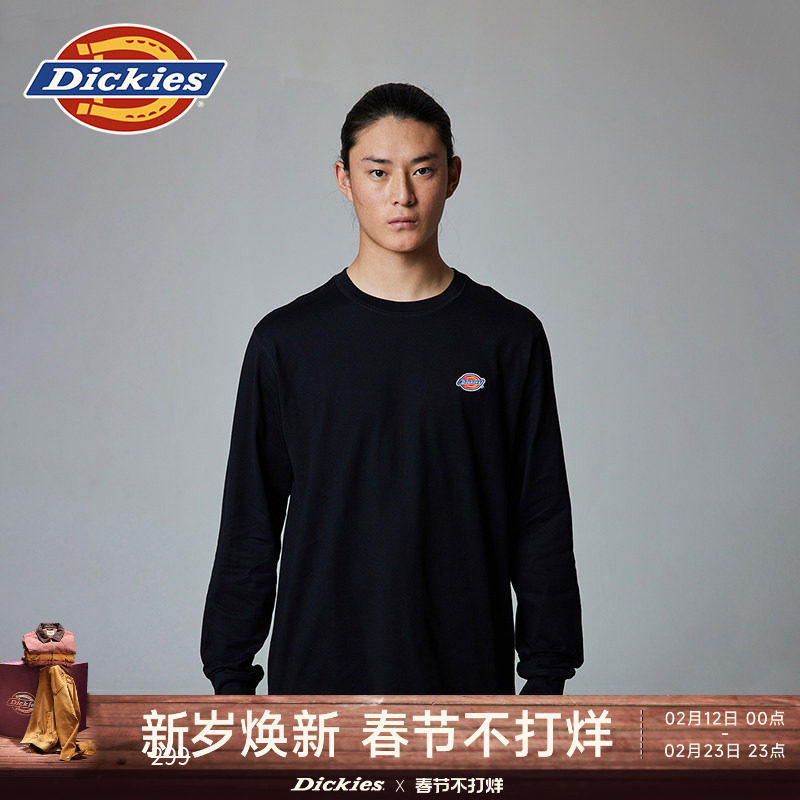 Dickies帝酷适秋冬 三色马蹄铁LOGO汗布长袖T恤情侣工装内搭上衣
