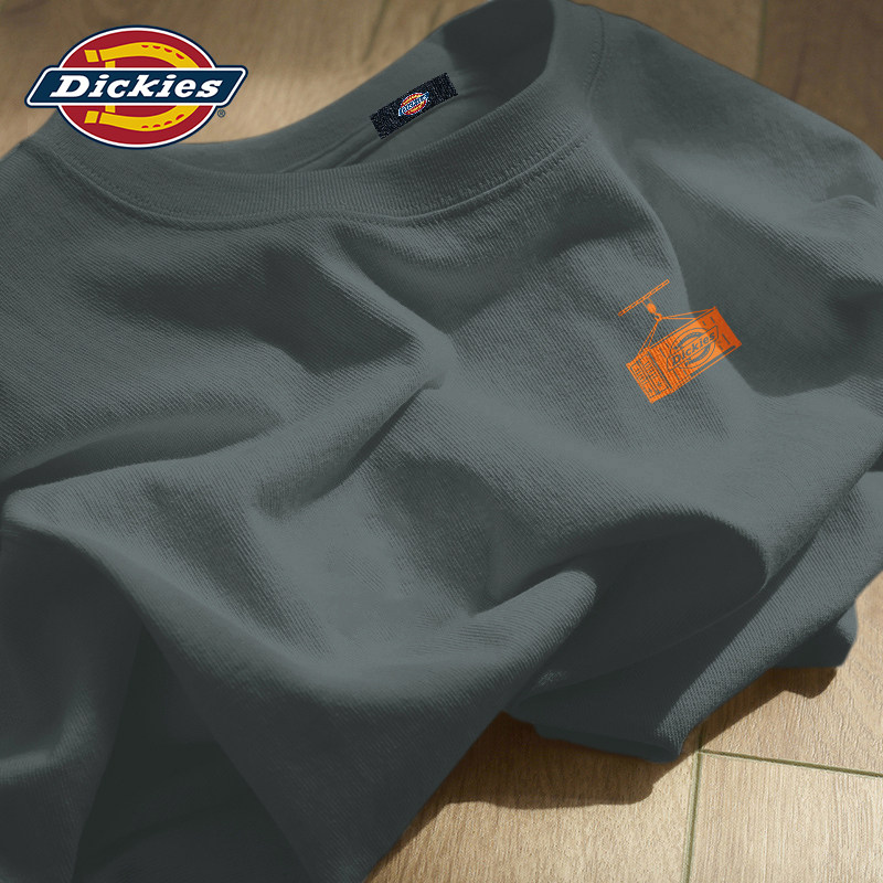 Dickies铁灰色纯棉短袖T恤男女同款2026新款夏季潮流大码半袖休闲