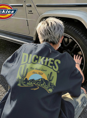 Dickies深灰色纯棉短袖T恤男女同款2026夏季新款潮流印花休闲半袖