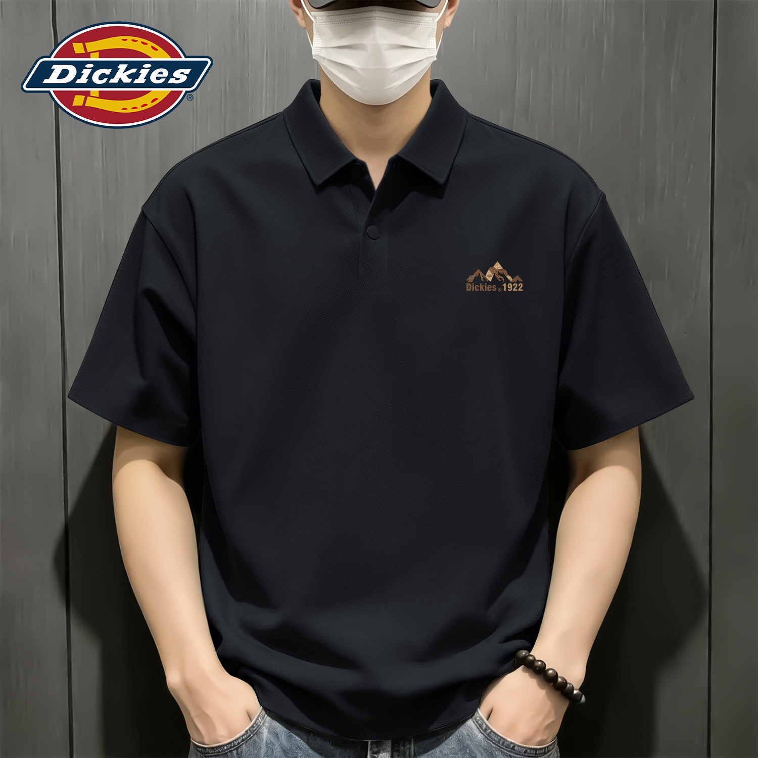 Dickies黑色薄款爸爸短袖polo衫