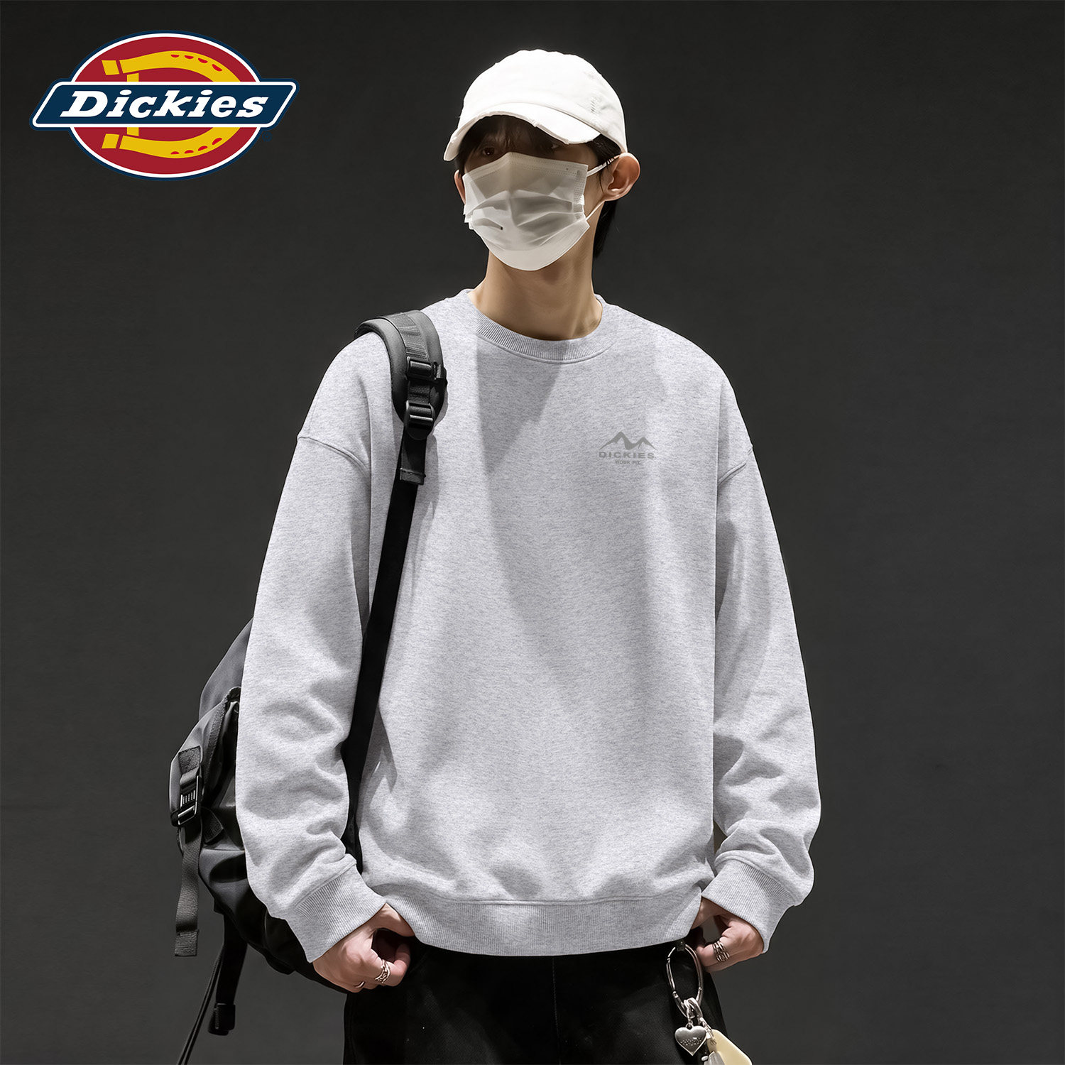 Dickies花灰色男生圆领卫衣2026